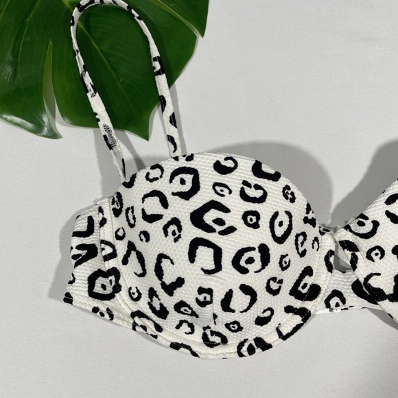 NEW Onia‎ [ Large ] Dalia Animal Print Underwire Bikini Top in White - Picture 4 of 12